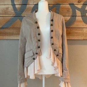 NWT Free People Denim Ruffle Jacket Size M